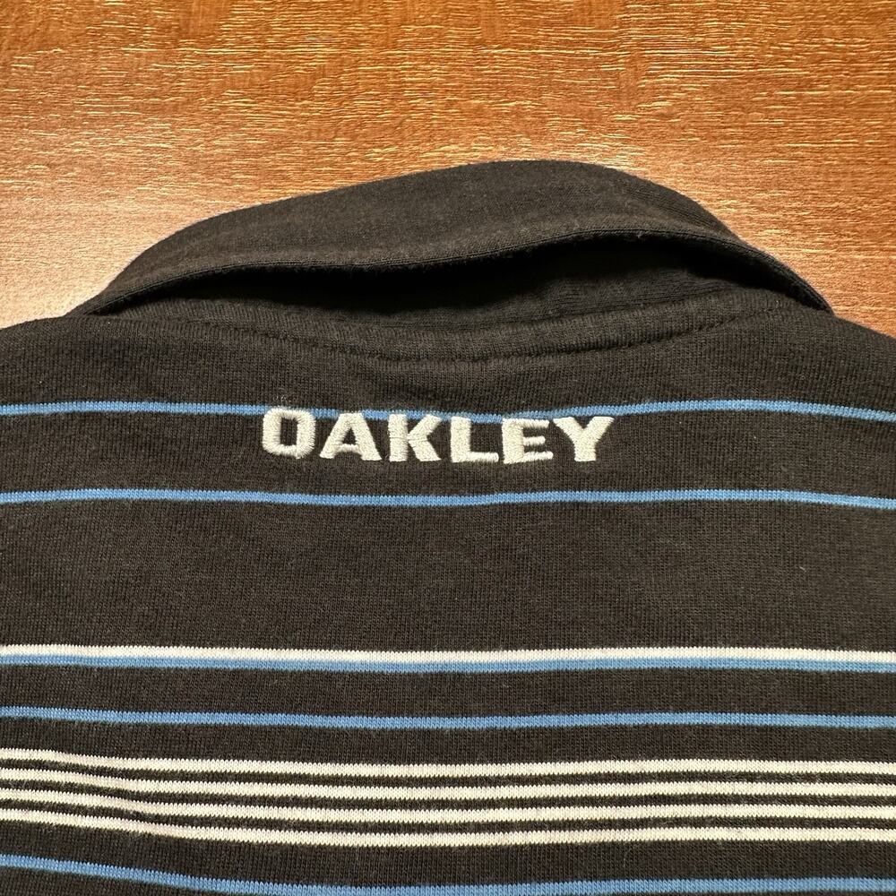 Vintage Oakley Polo Shirt Mens M Black Stripe Short Sleeve Retro Preppy Dad VTG - Picture 6 of 13